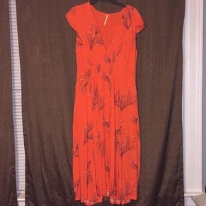 Orange patterned free people midi dress
